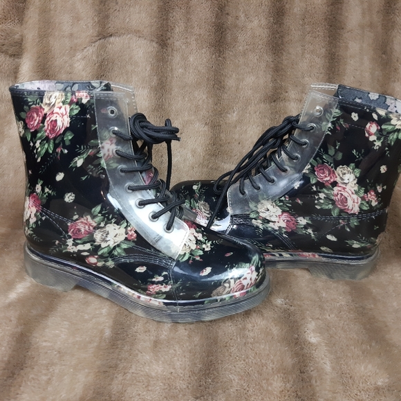 Simon Chang rain boots flowers floral rubber - Picture 2 of 9